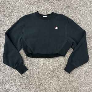Champion Women's Black Cropped Hoodie
